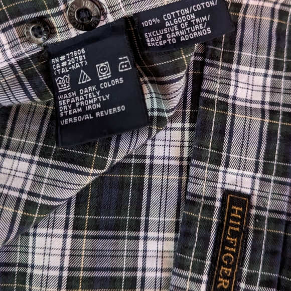 Tommy Hilfiger button down black and white plaid men's XL - Picture 3 of 4